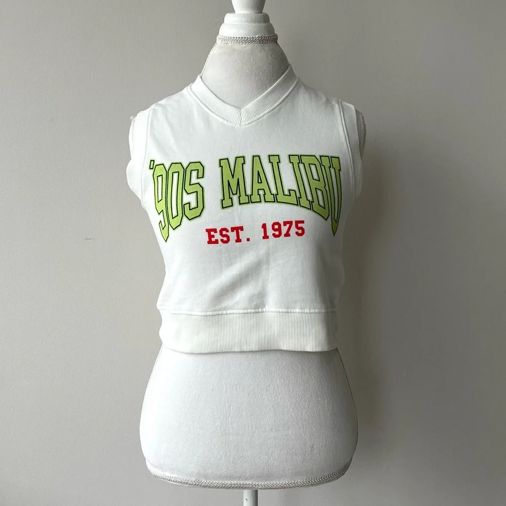 Zara 90’s Malibu Retro Sleeveless Graphic Tank Top Size 9 (Juniors) - Picture 4 of 6